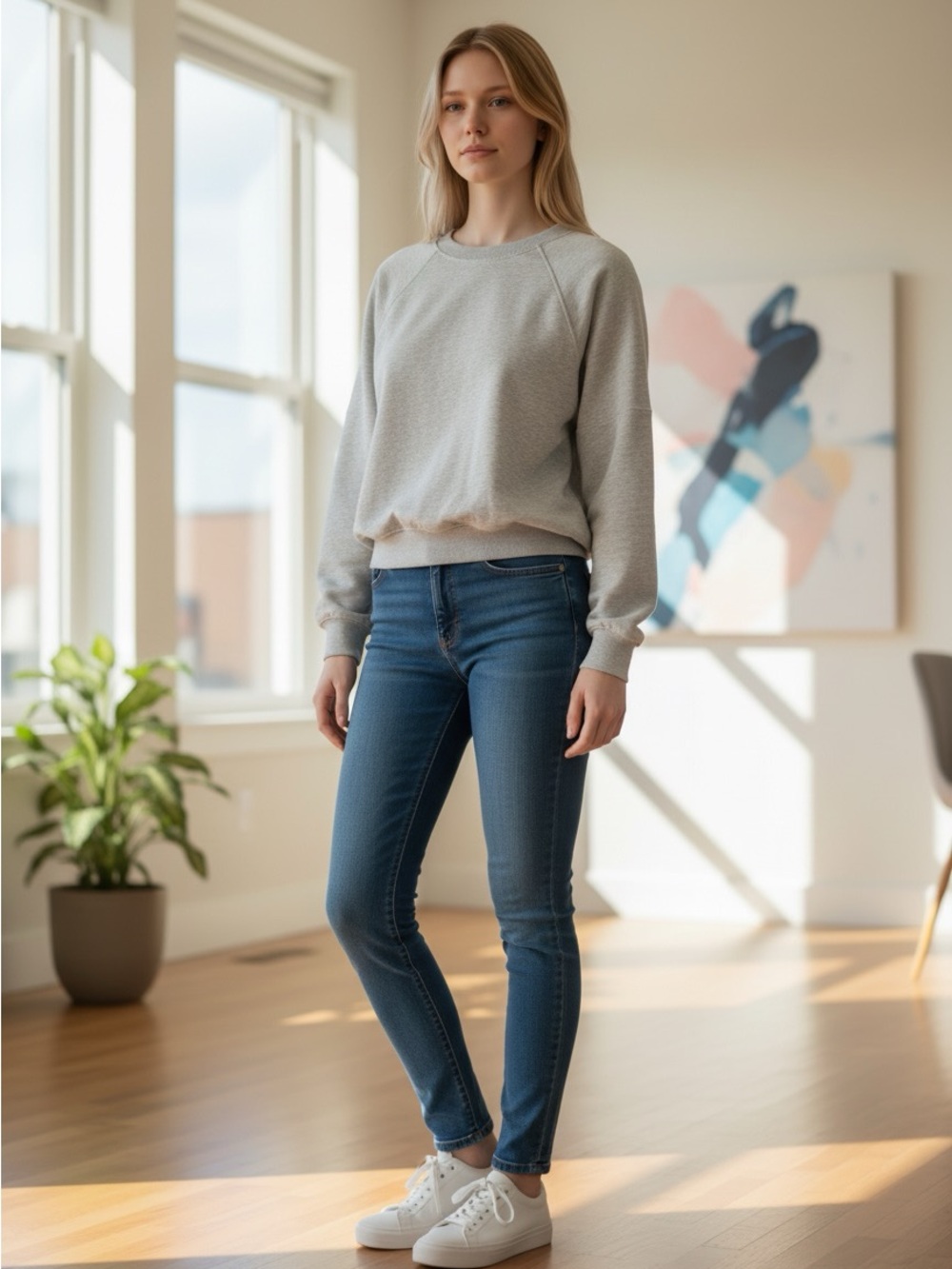 Classic Crewneck Sweatshirt in Light Gray